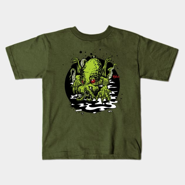 "In his house at R'lyeh, dead Cthulhu waits dreaming." Kids T-Shirt by dsilvadesigns